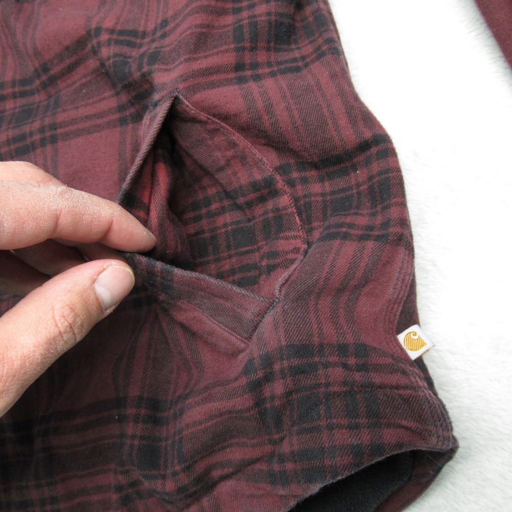 Carhartt Shirt Womens Small Purple Rugged Flex Flannel Fleece Lined Button Up - Picture 9 of 14